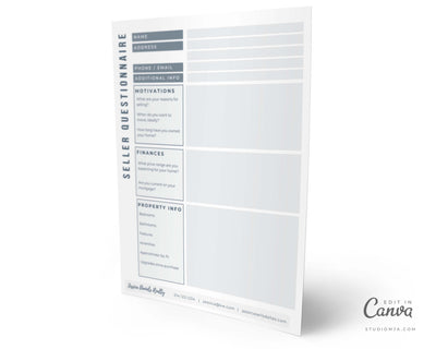 Real Estate Seller Form Templates