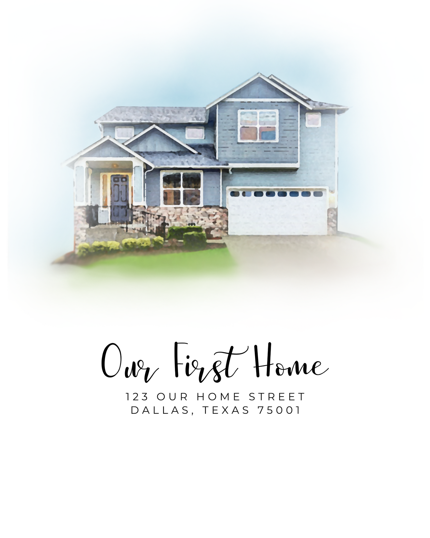 Digital Download // Watercolor Portrait Of Home