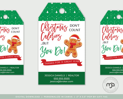 Christmas Calories Don't Count But You Do - Christmas Pop By Gift Tag