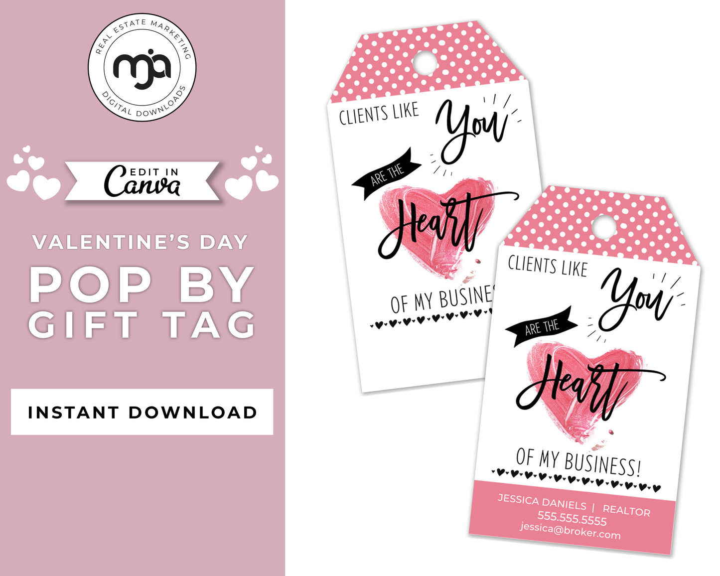 Clients Like You Are the Heart of My Business - Valentines Day Pop By Gift Tag