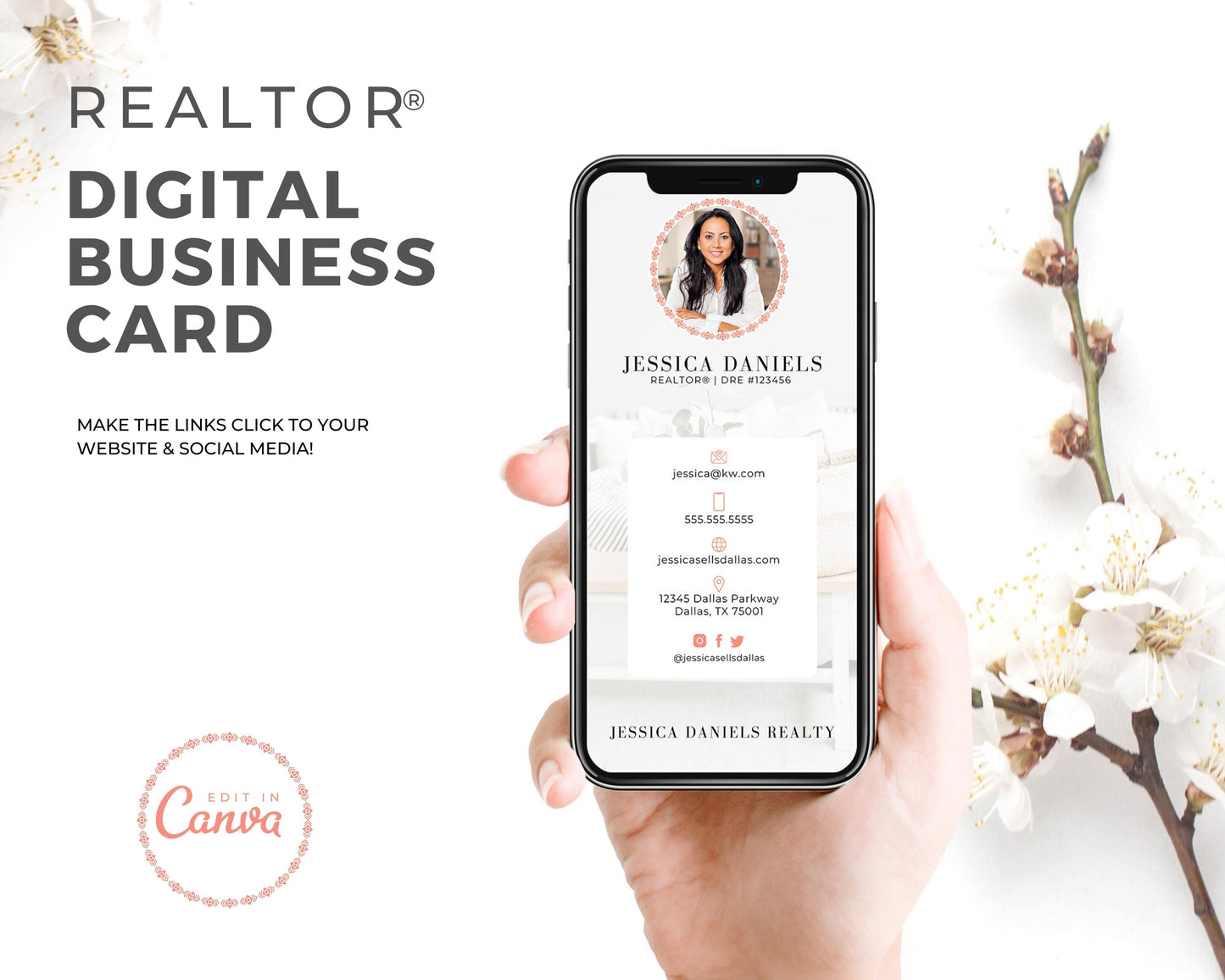 Digital Realtor Business Card - Coral