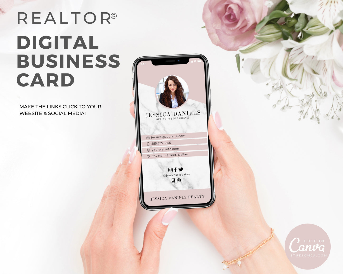 Digital Realtor Business Card - Marble