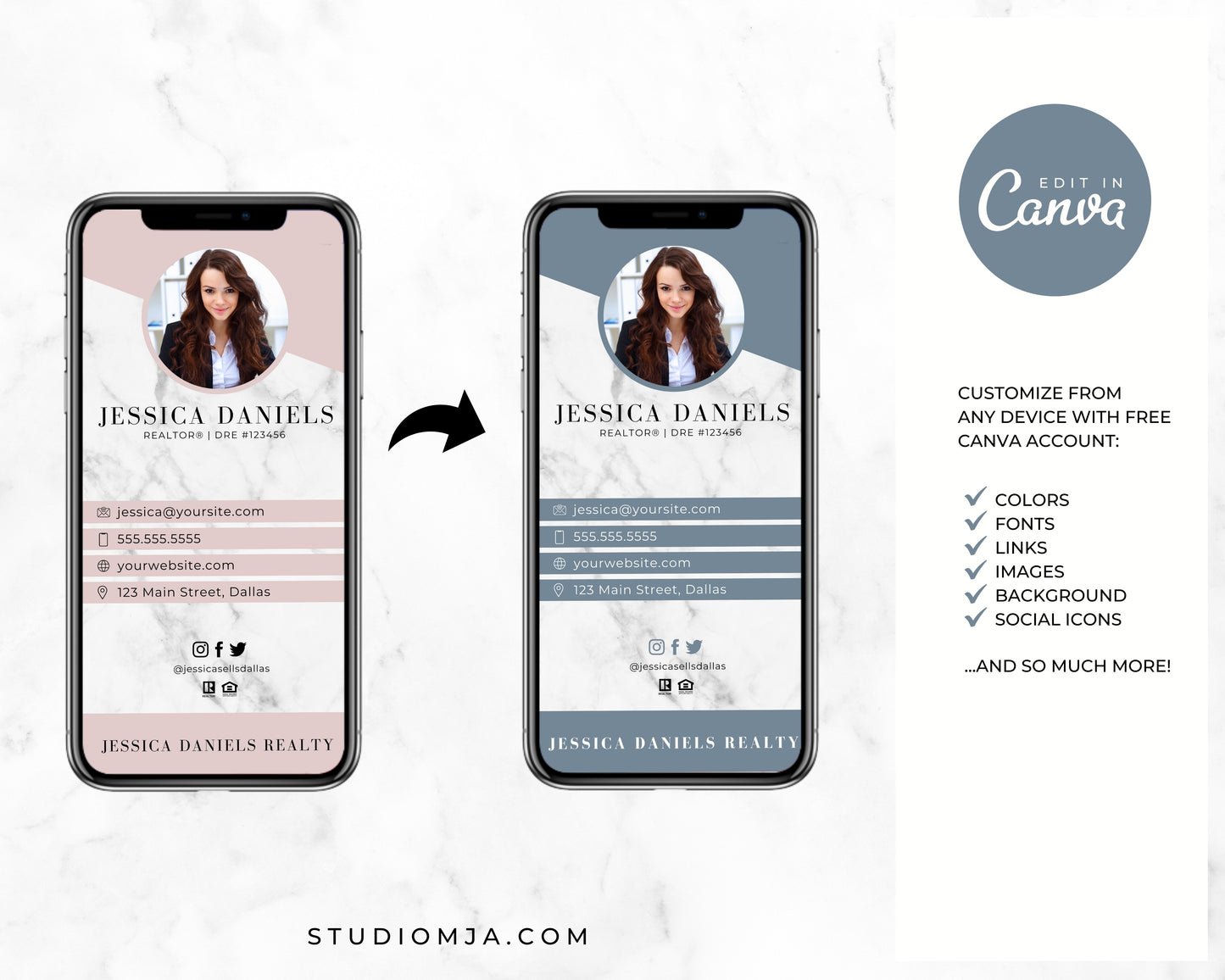 Digital Realtor Business Card - Marble