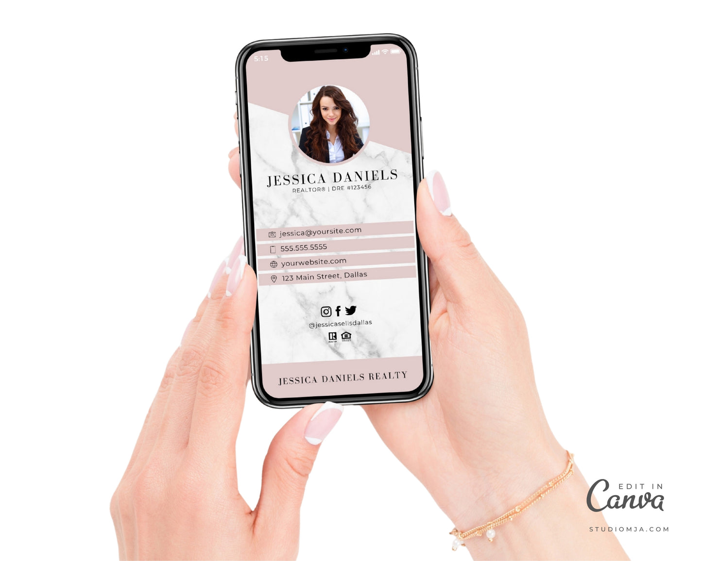 Digital Realtor Business Card - Marble
