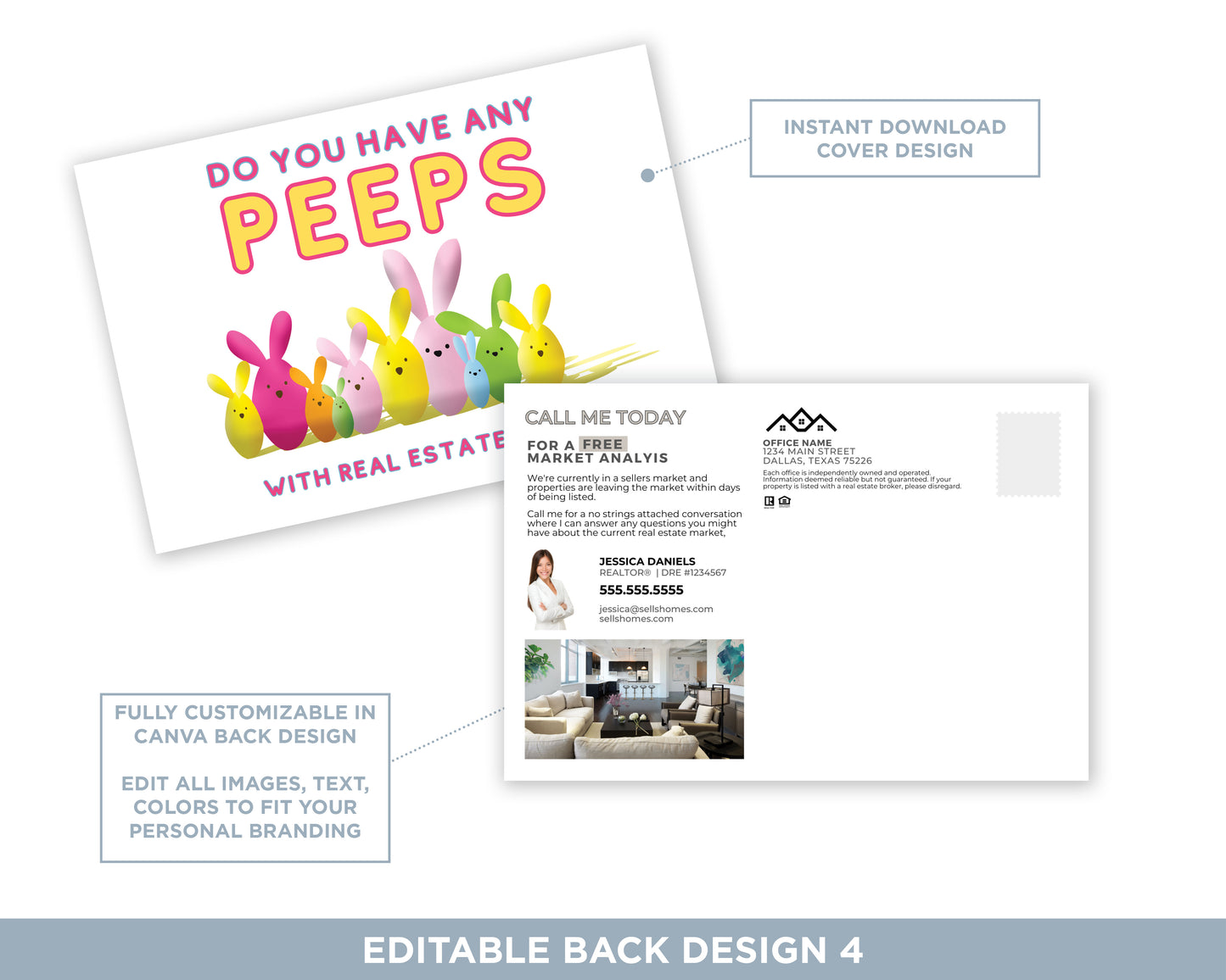 Have Any Peeps | Funny Real Estate Spring Postcard Template