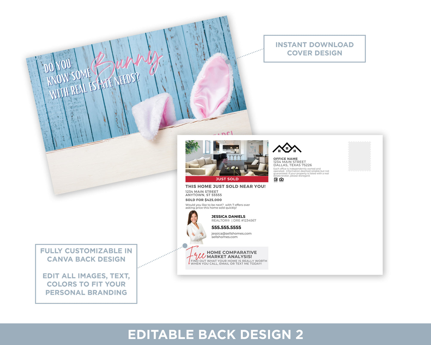 Do You Know Some Bunny With Real Estate Needs Light Blue | Funny Real Estate Spring Postcard Download