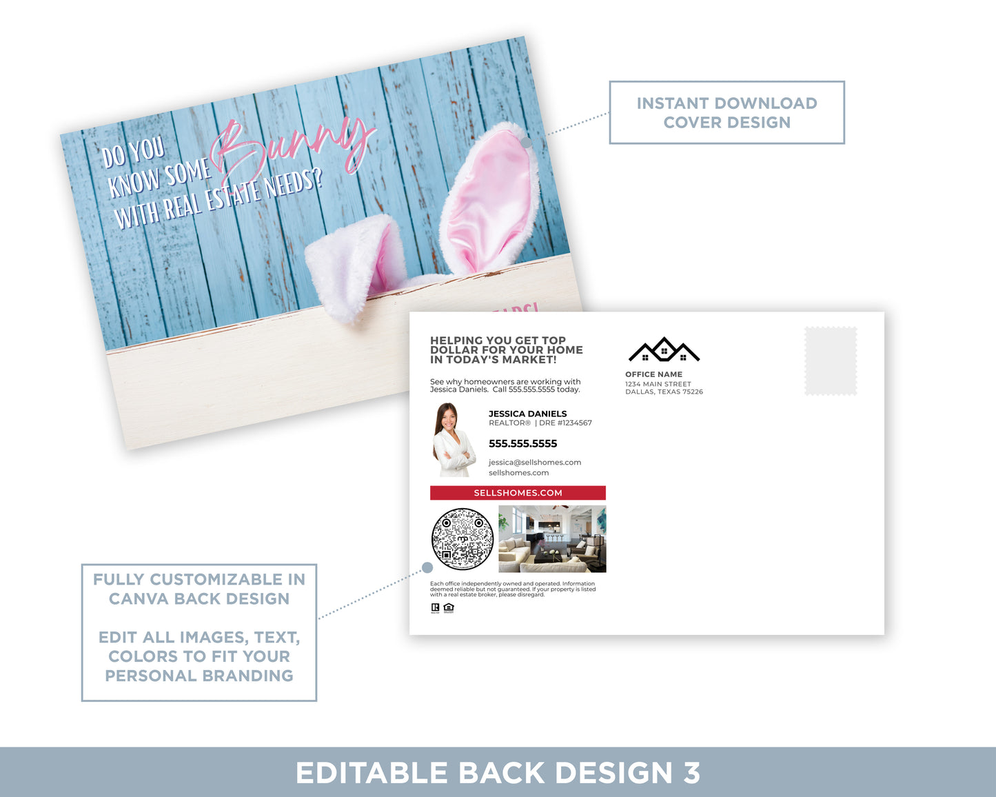 Do You Know Some Bunny With Real Estate Needs Light Blue | Funny Real Estate Spring Postcard Download