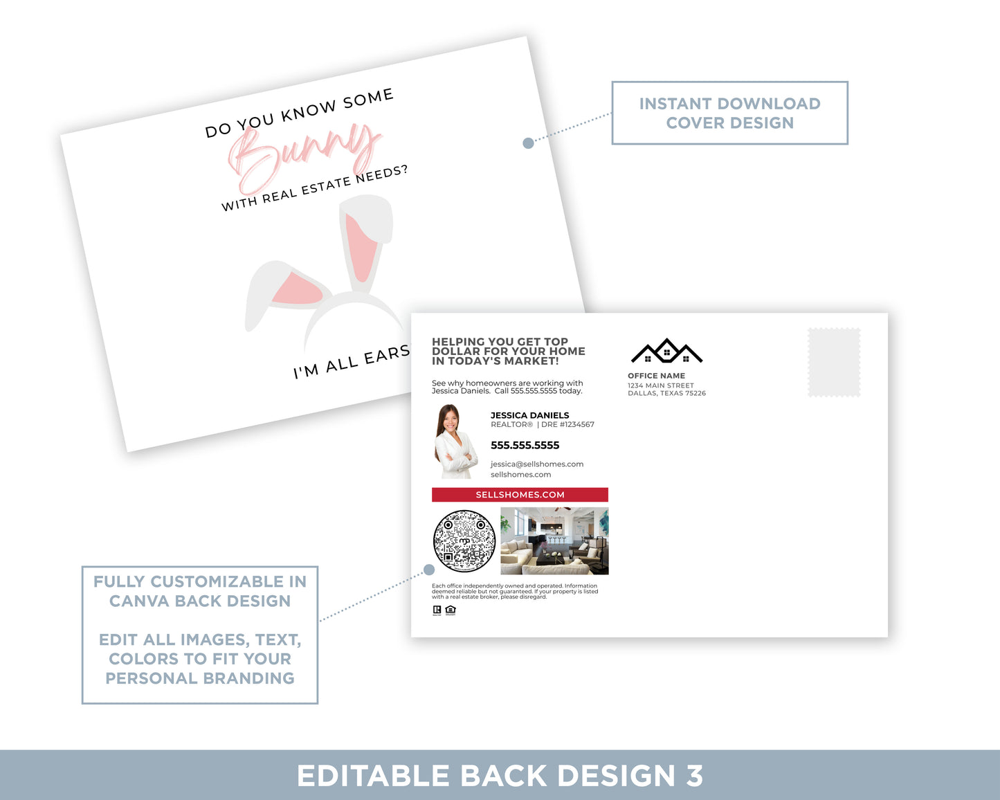 Do You Know Some Bunny With Real Estate Needs White | Funny Real Estate Spring Postcard Download