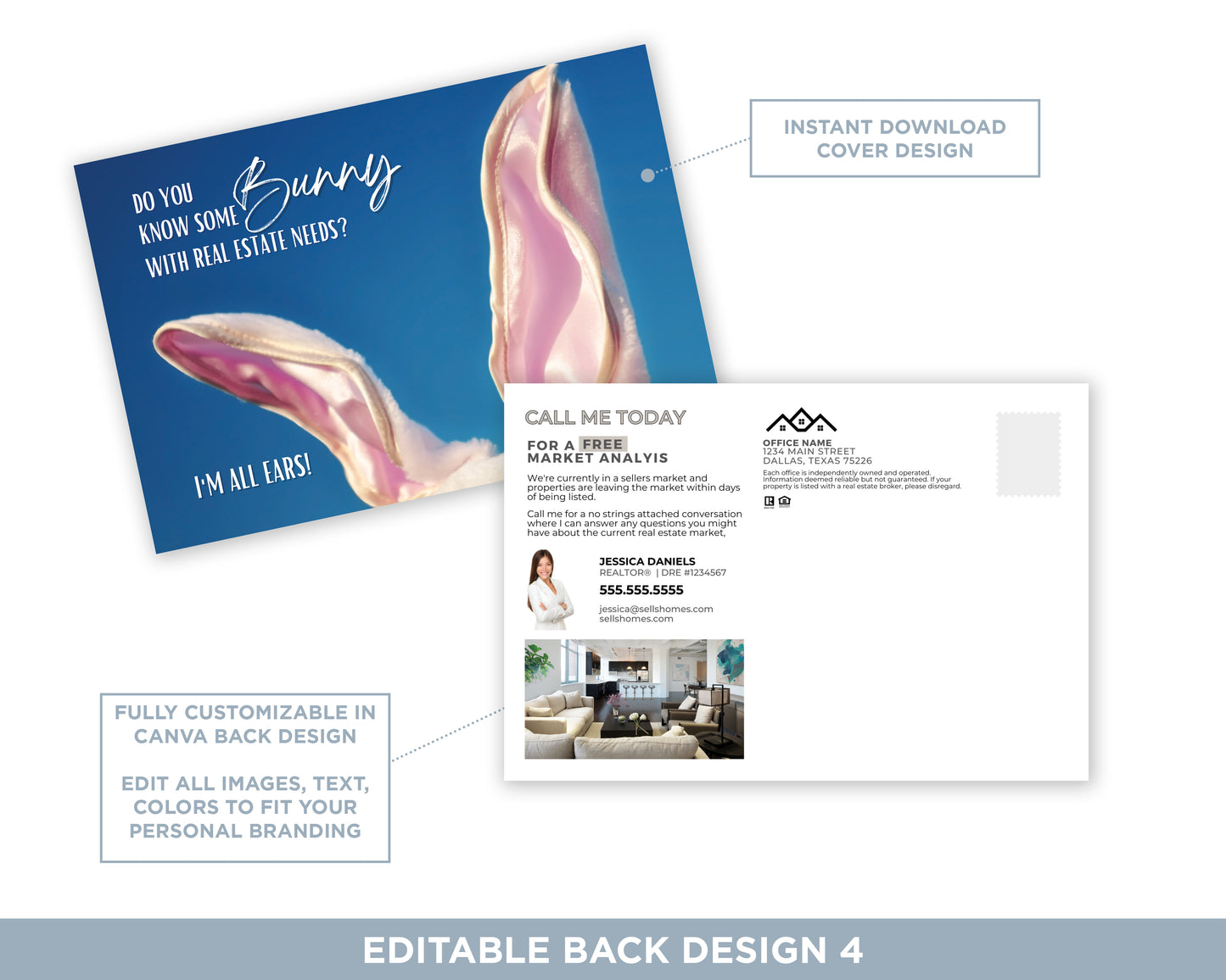 Do You Know Some Bunny With Real Estate Needs | Cute Real Estate Spring Postcard Download