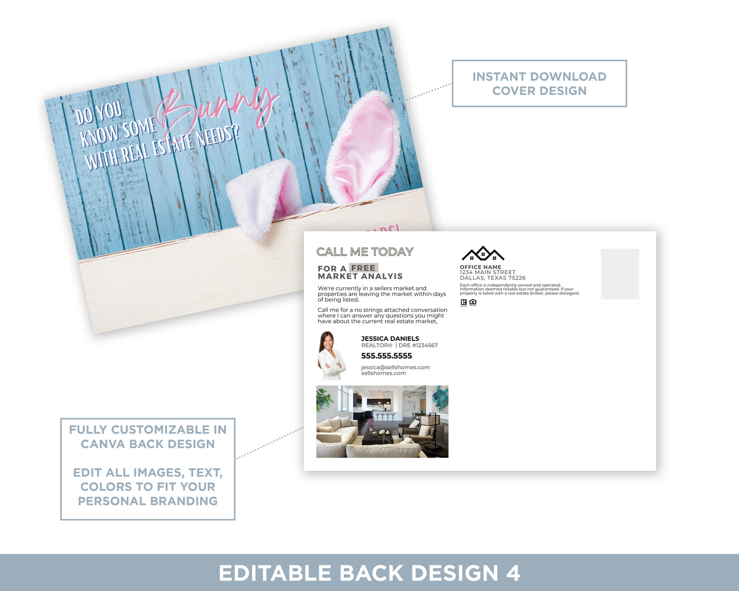 Do You Know Some Bunny With Real Estate Needs Light Blue | Funny Real Estate Spring Postcard Download
