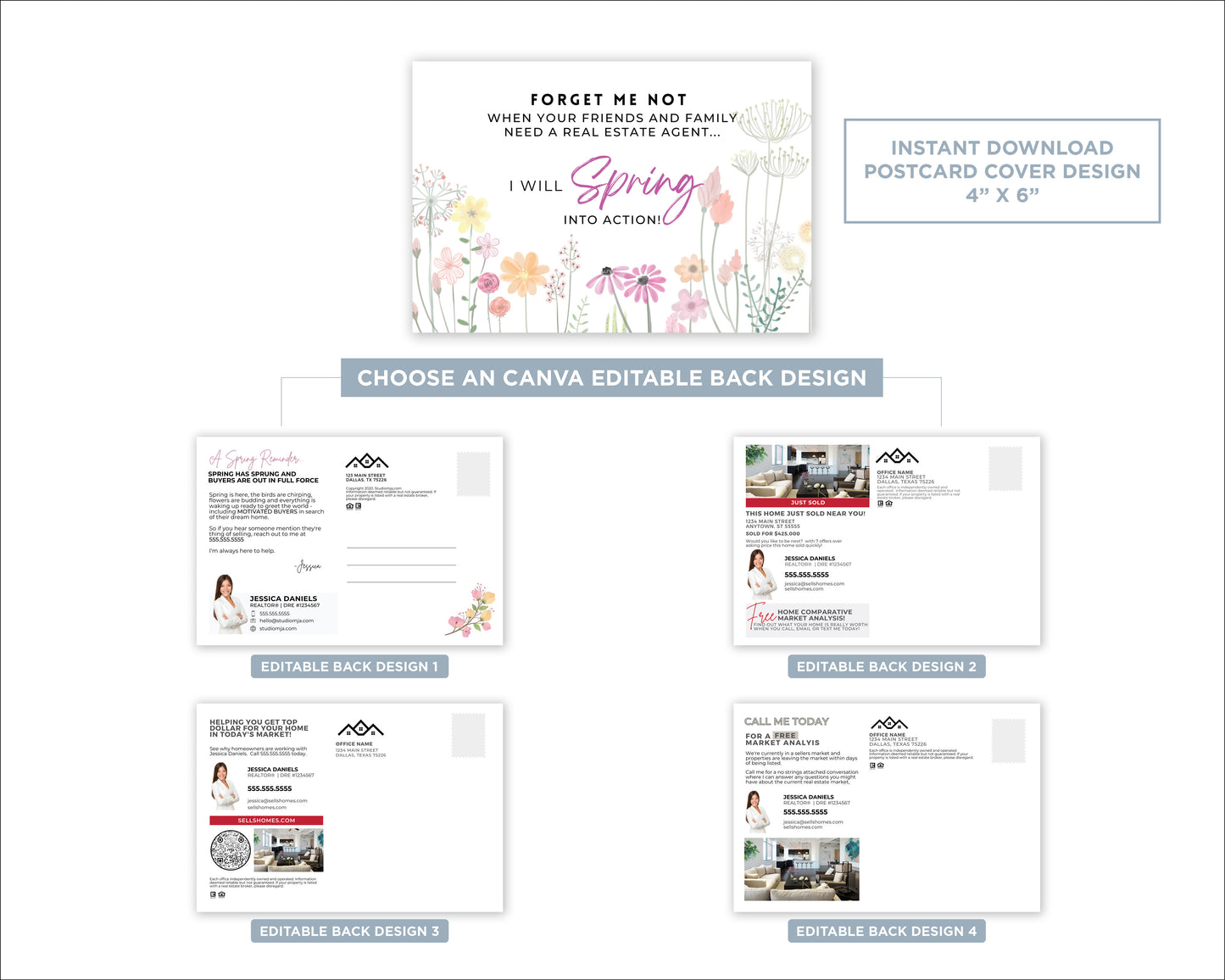 Forget Me Not | Real Estate Spring Referral Postcard Template