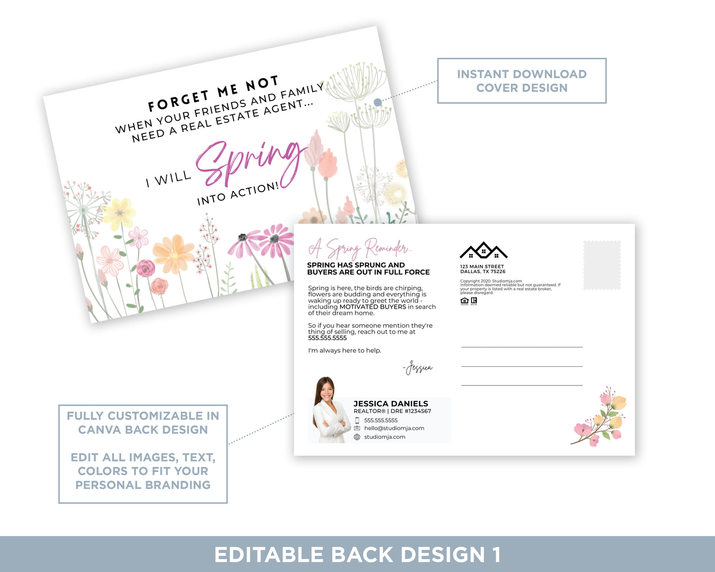 Forget Me Not | Real Estate Spring Referral Postcard Template