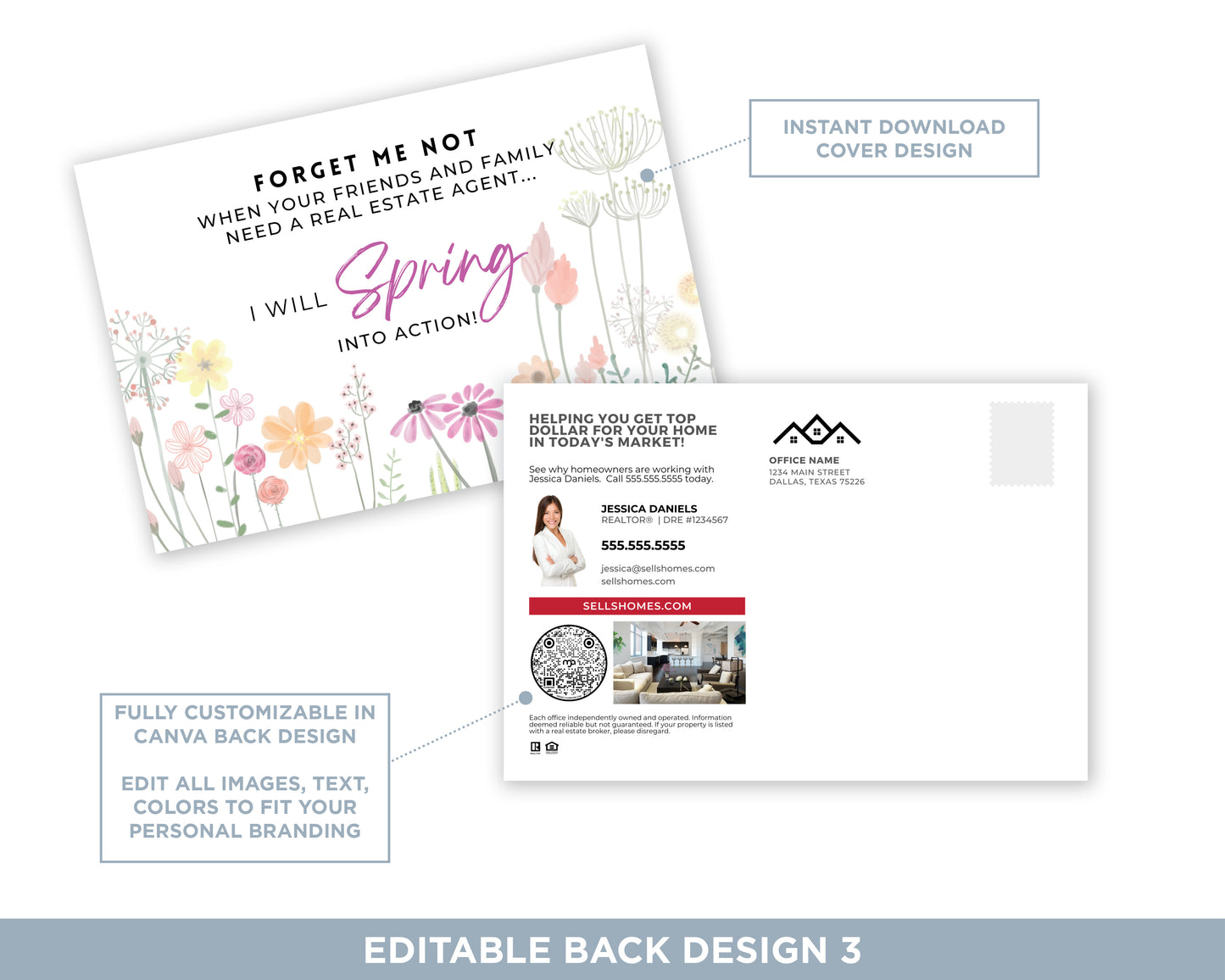 Forget Me Not | Real Estate Spring Referral Postcard Template