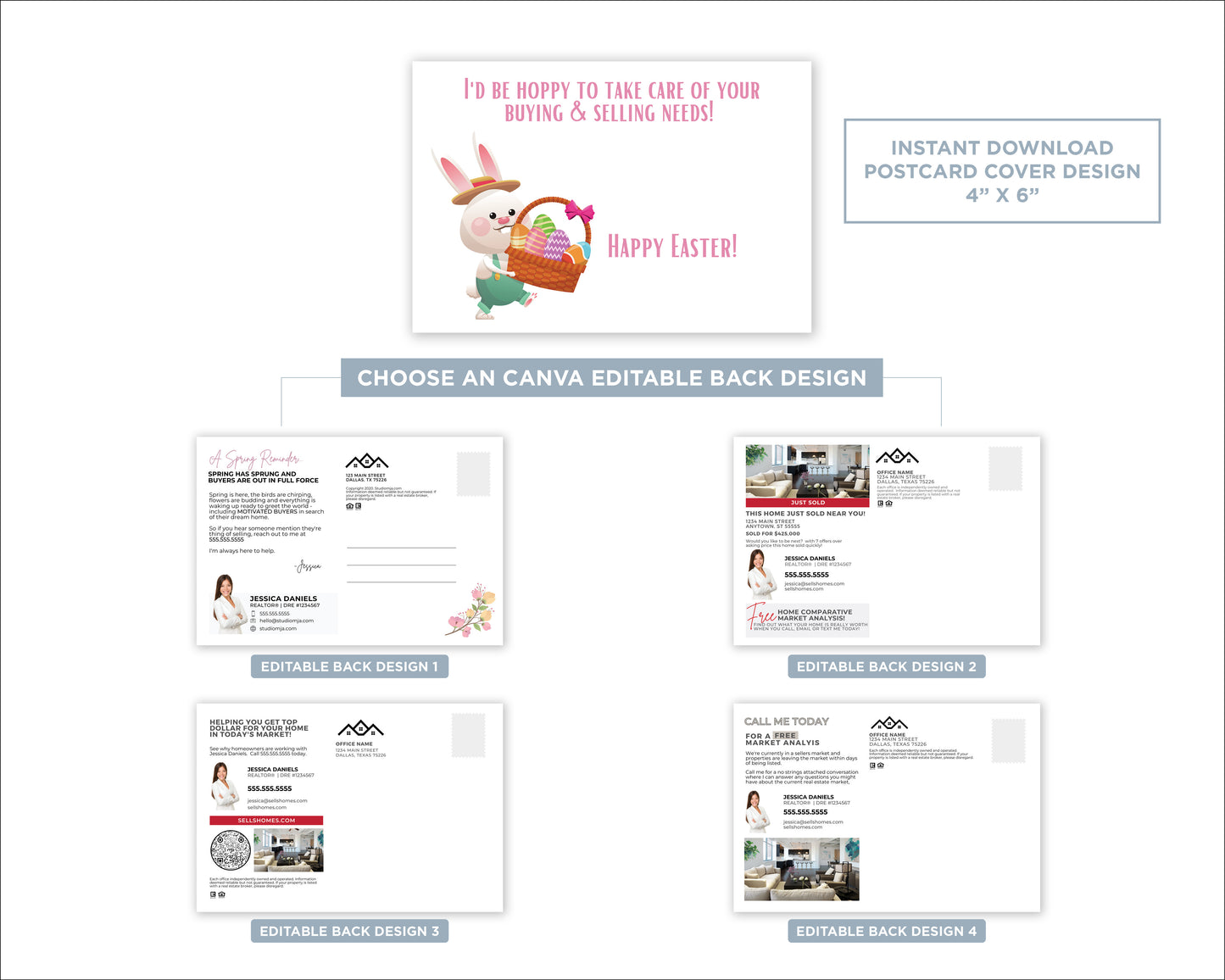 I'd Be Hoppy to Take Care of Your Buying & Selling Needs | Funny Real Estate Spring Postcard Download