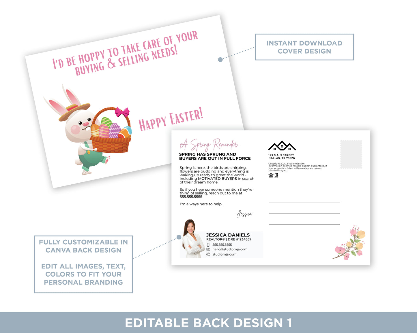I'd Be Hoppy to Take Care of Your Buying & Selling Needs | Funny Real Estate Spring Postcard Download