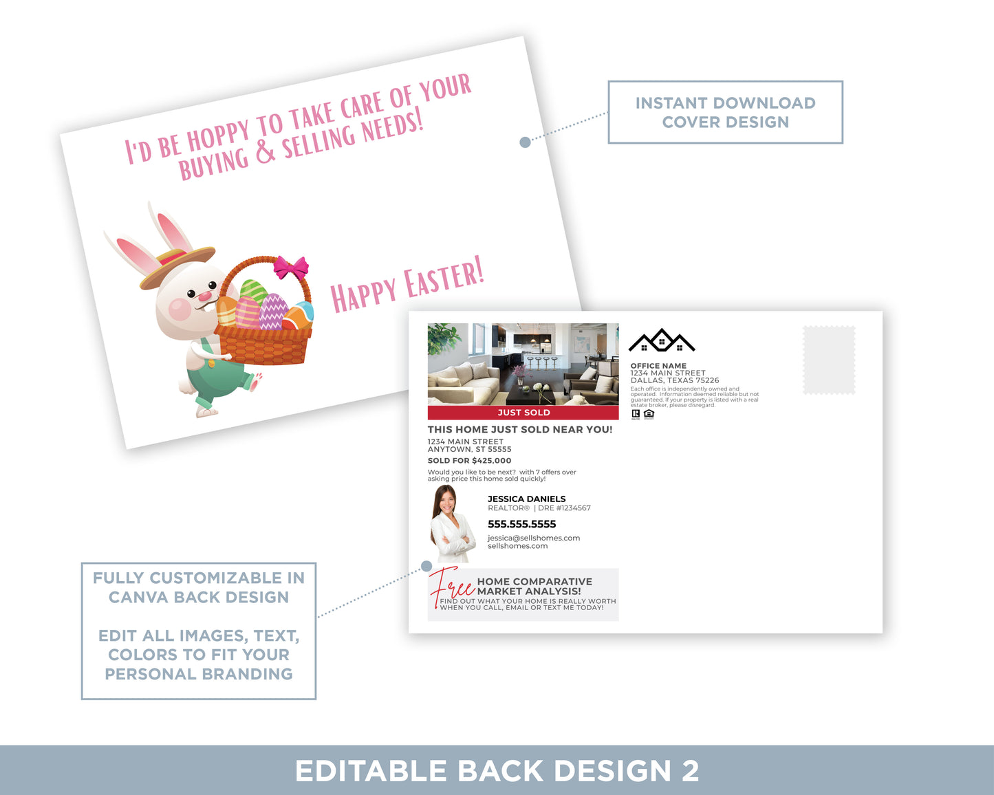 I'd Be Hoppy to Take Care of Your Buying & Selling Needs | Funny Real Estate Spring Postcard Download