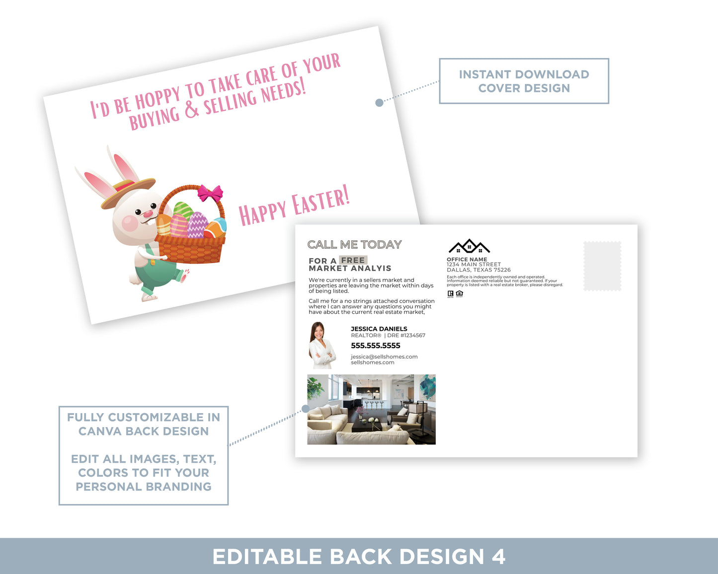 I'd Be Hoppy to Take Care of Your Buying & Selling Needs | Funny Real Estate Spring Postcard Download