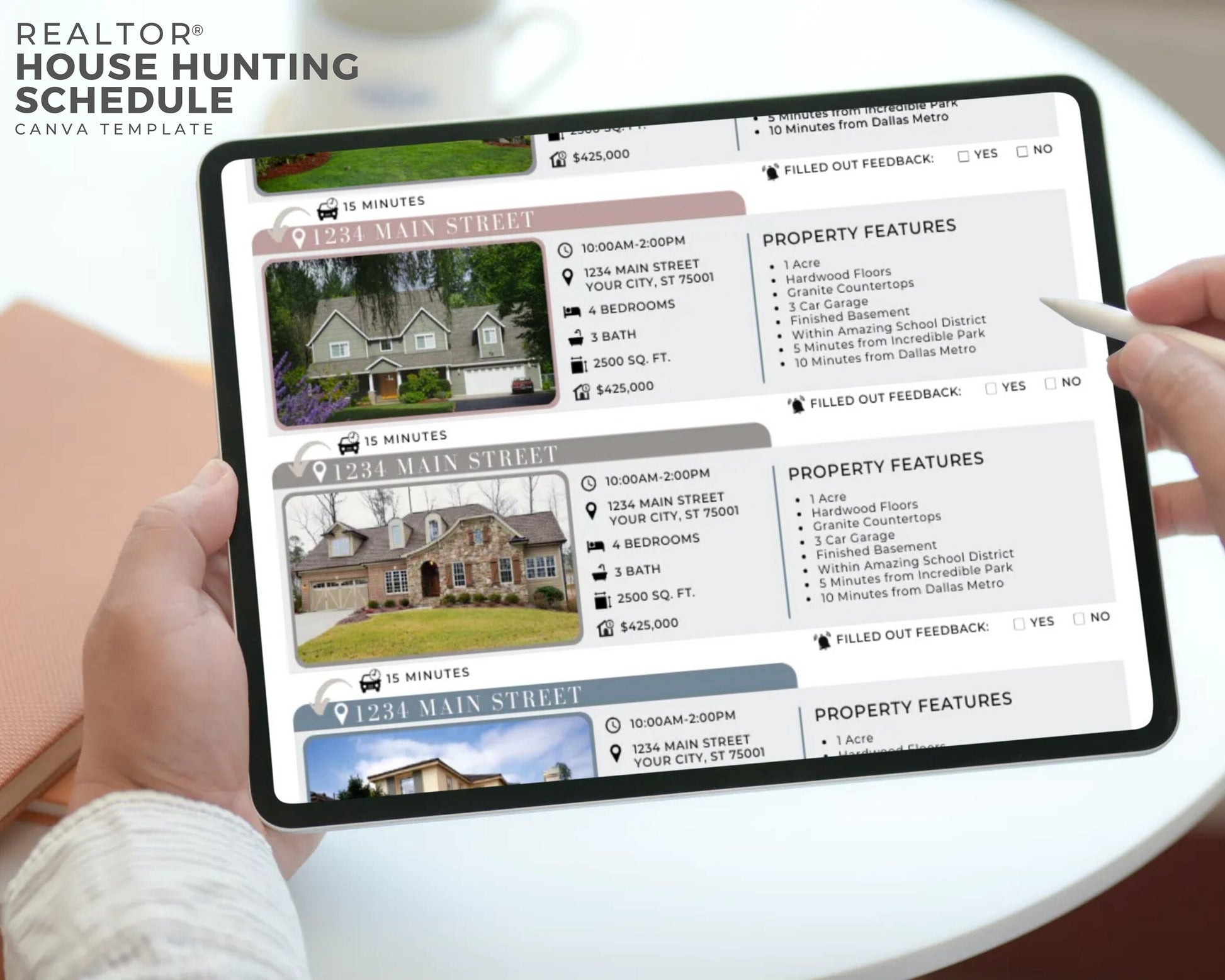 House Hunting Schedule | Real Estate Template | Home Buyer Guide | Home Buyer Packet | Real Estate Template | Canva | Download | Flyer