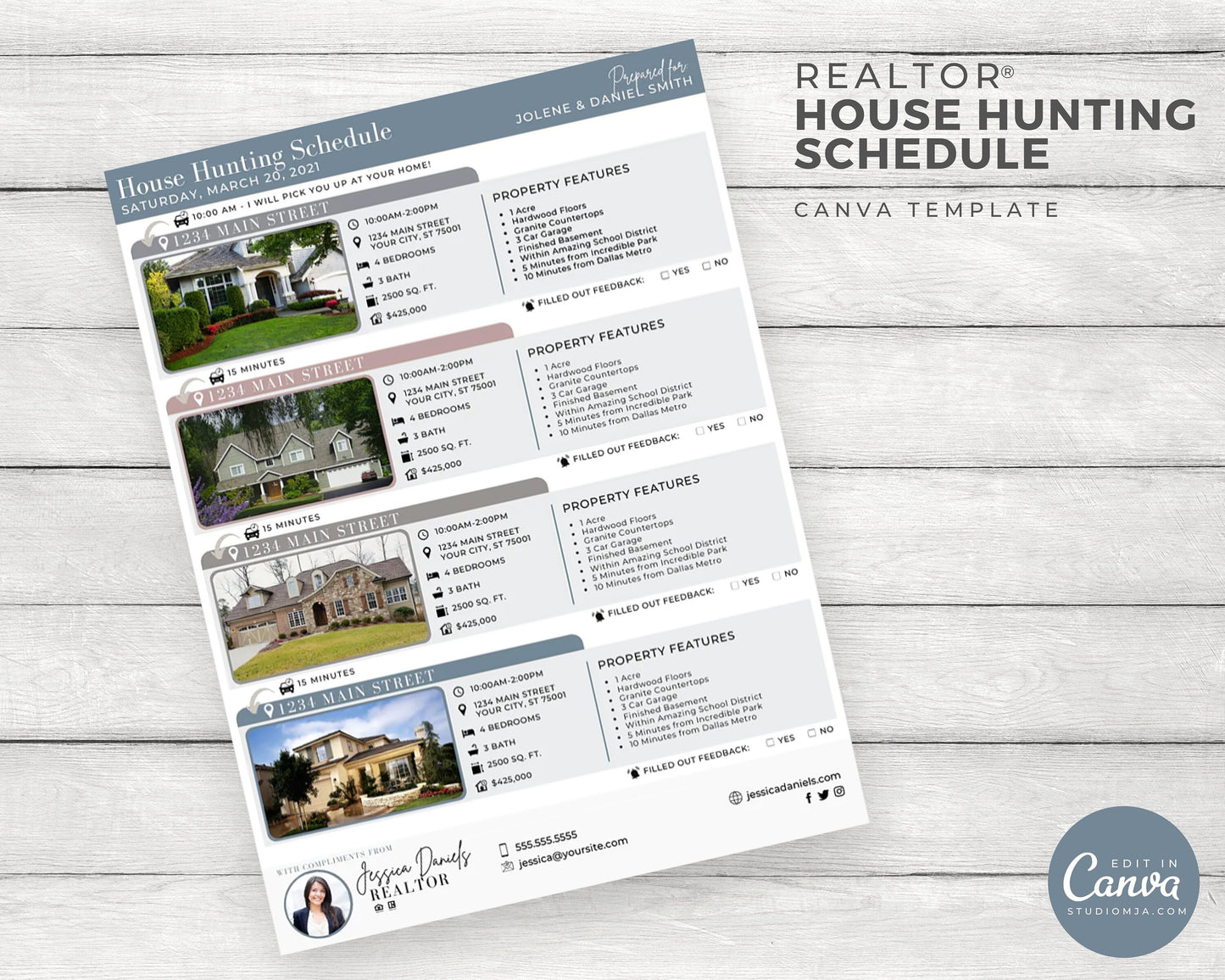 House Hunting Schedule | Real Estate Template | Home Buyer Guide | Home Buyer Packet | Real Estate Template | Canva | Download | Flyer
