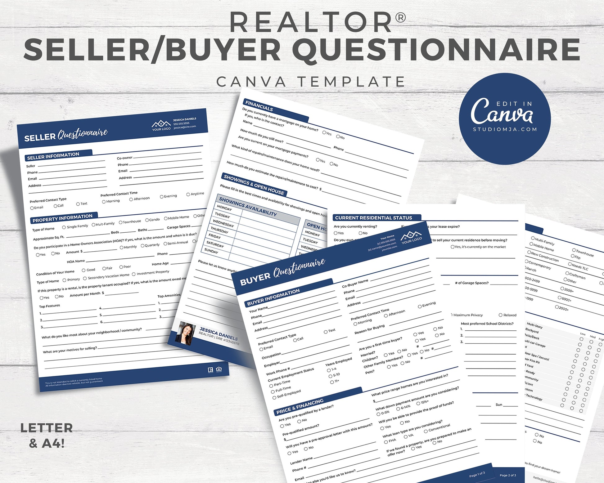 Real Estate Home Buyer's Questionnaire, Seller Questionnaire, Printable, Real Estate Buyer's Guide, Canva Template, Buyer's Checklist