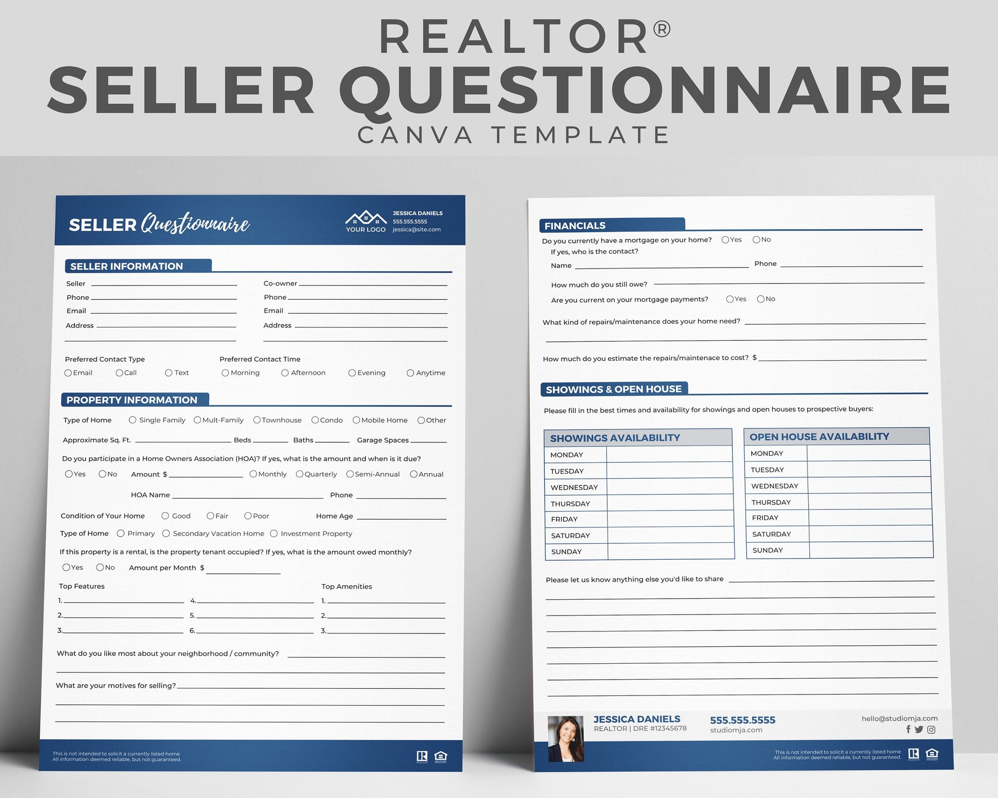 Real Estate Home Buyer's Questionnaire, Seller Questionnaire, Printable, Real Estate Buyer's Guide, Canva Template, Buyer's Checklist