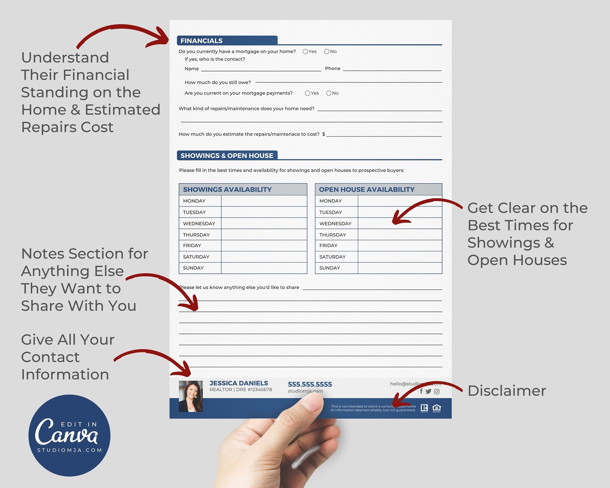 Real Estate Home Buyer's Questionnaire, Seller Questionnaire, Printable, Real Estate Buyer's Guide, Canva Template, Buyer's Checklist
