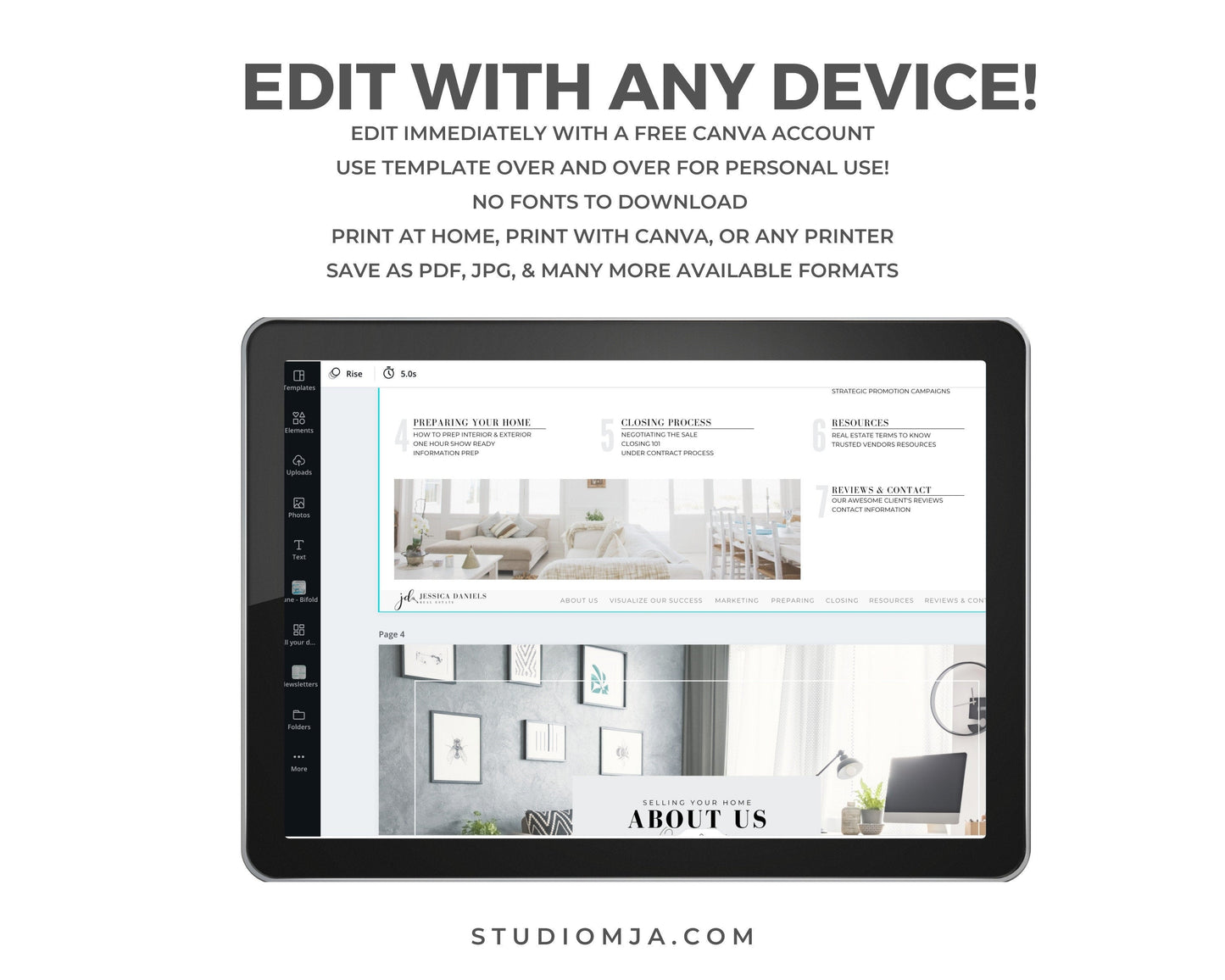 Real Estate Listing Presentation, Real Estate Marketing, Printable Seller Guide, Realtor Digital Listing Presentation, Canva, Download