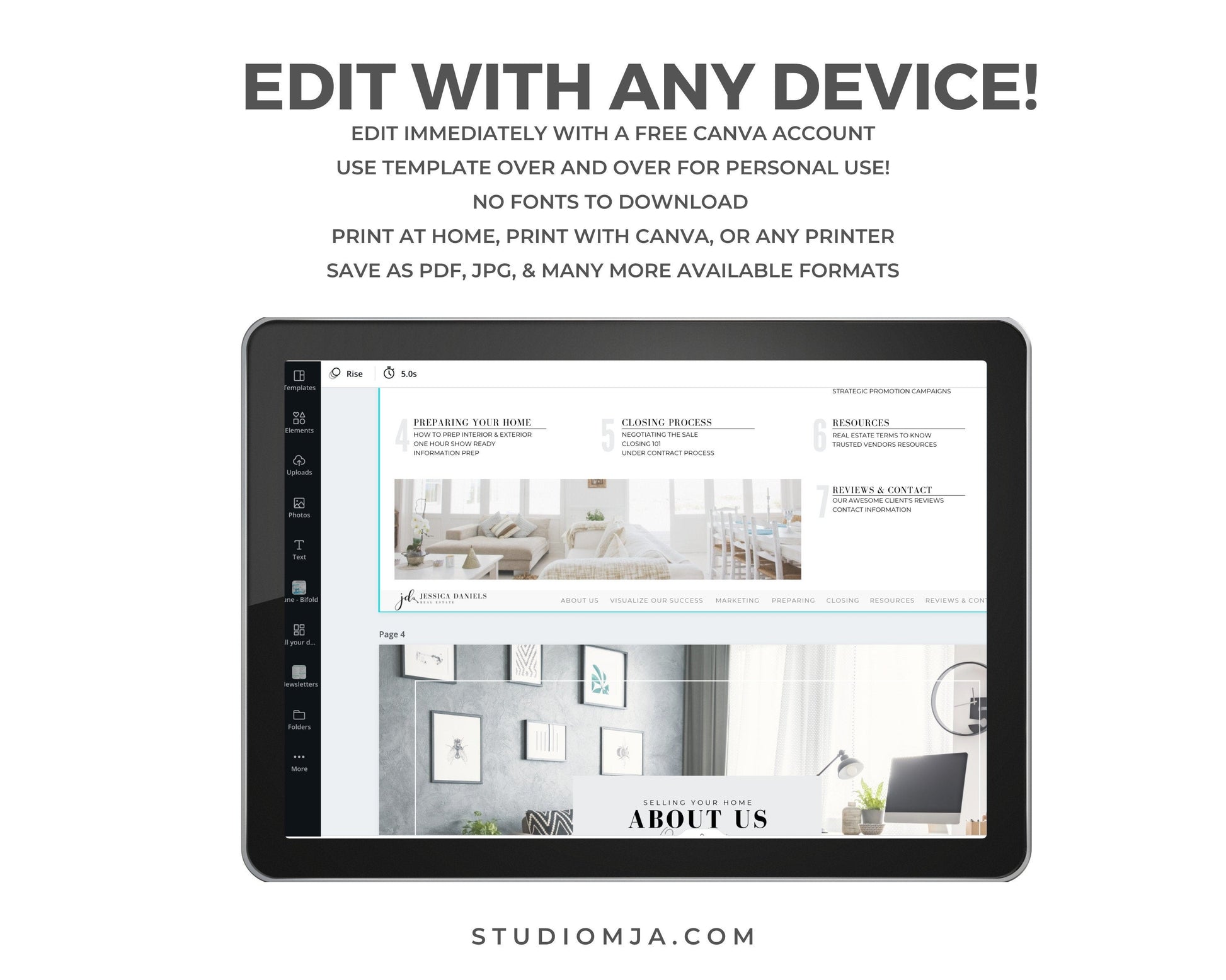 Real Estate Listing Presentation, Real Estate Marketing, Printable Seller Guide, Realtor Digital Listing Presentation, Canva, Download