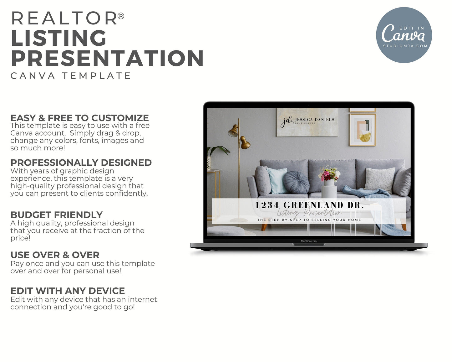 Real Estate Listing Presentation, Real Estate Marketing, Printable Seller Guide, Realtor Digital Listing Presentation, Canva, Download