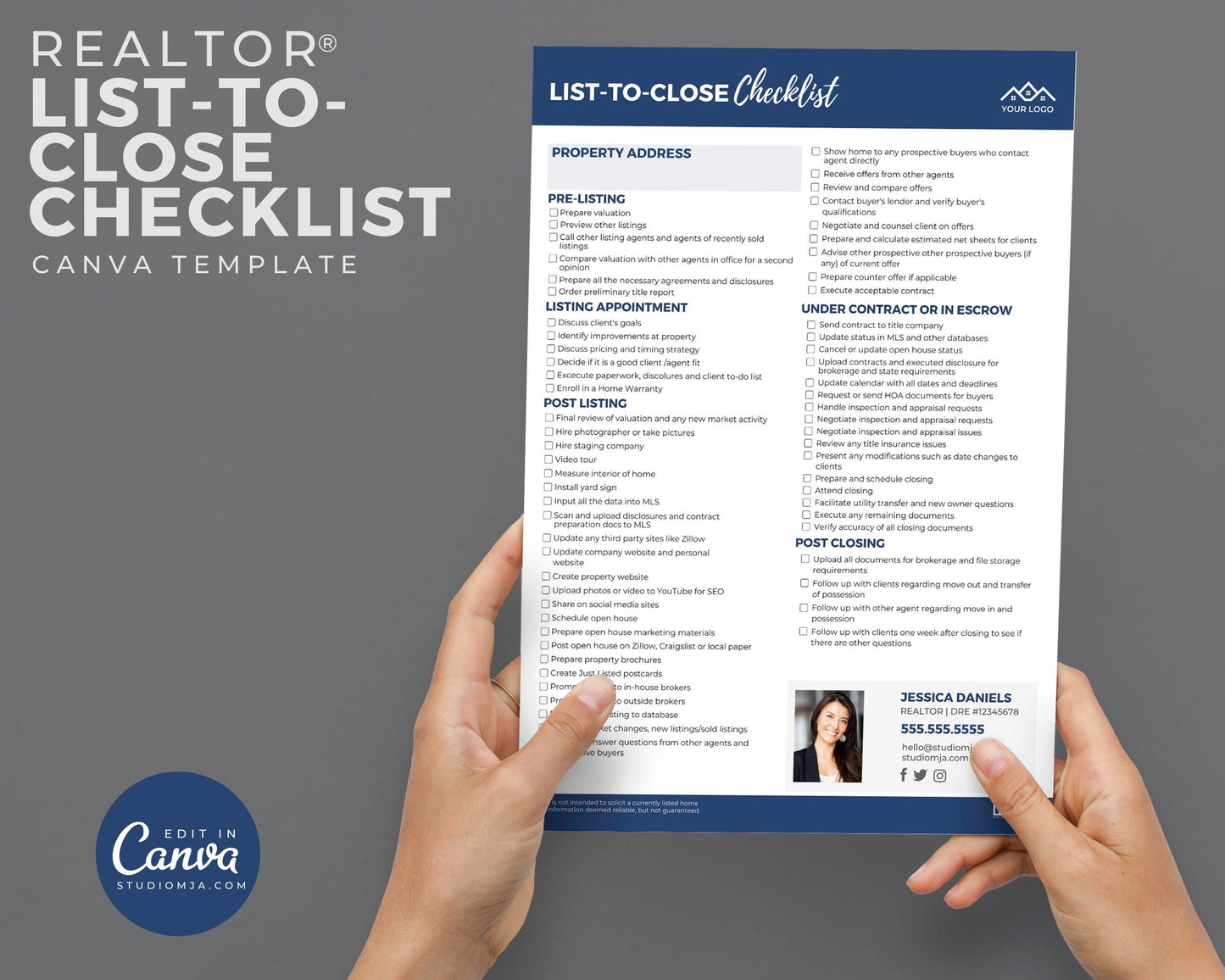 Realtor List to Close Checklist Template