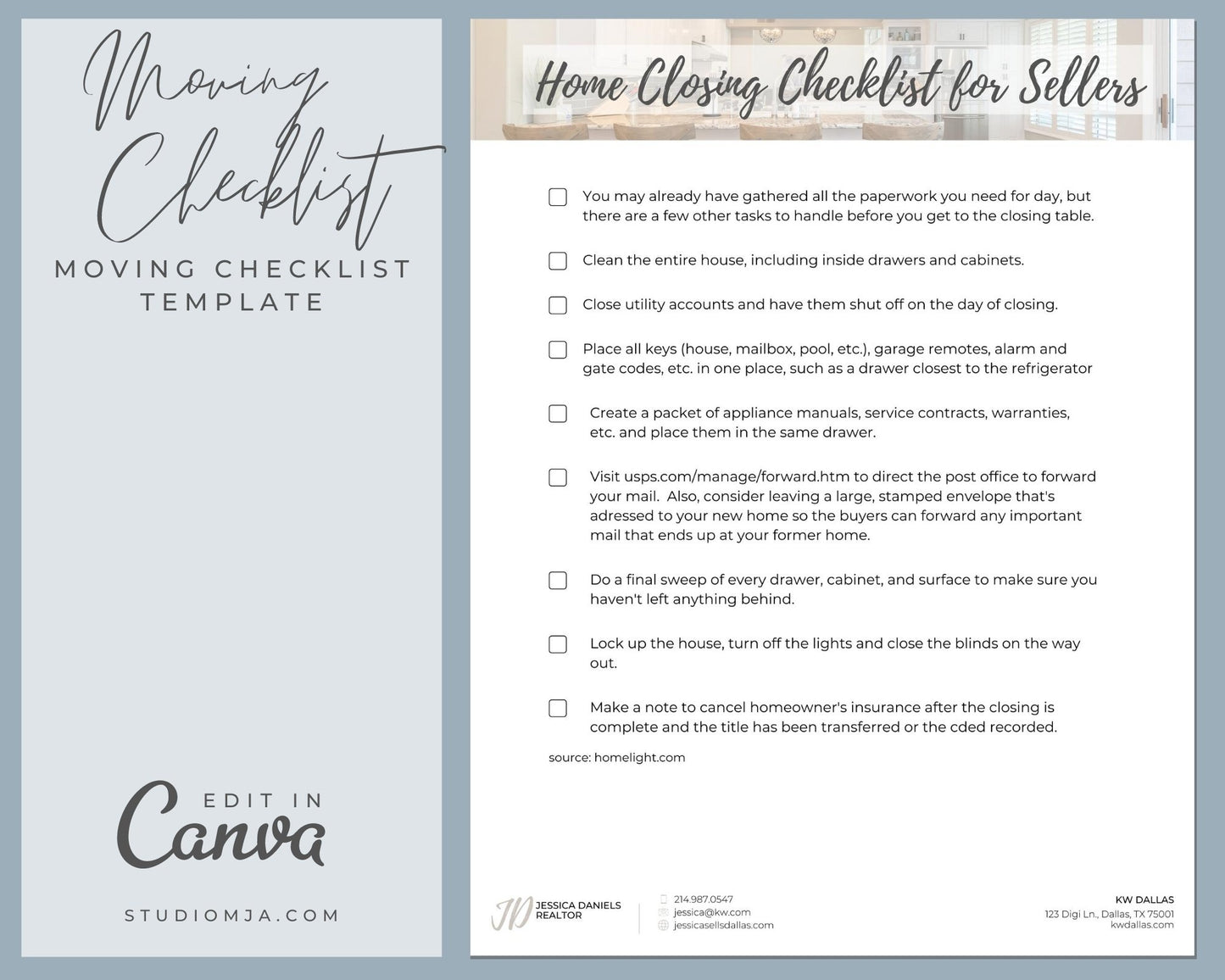 Home Closing Checklist for Sellers | Real Estate Template