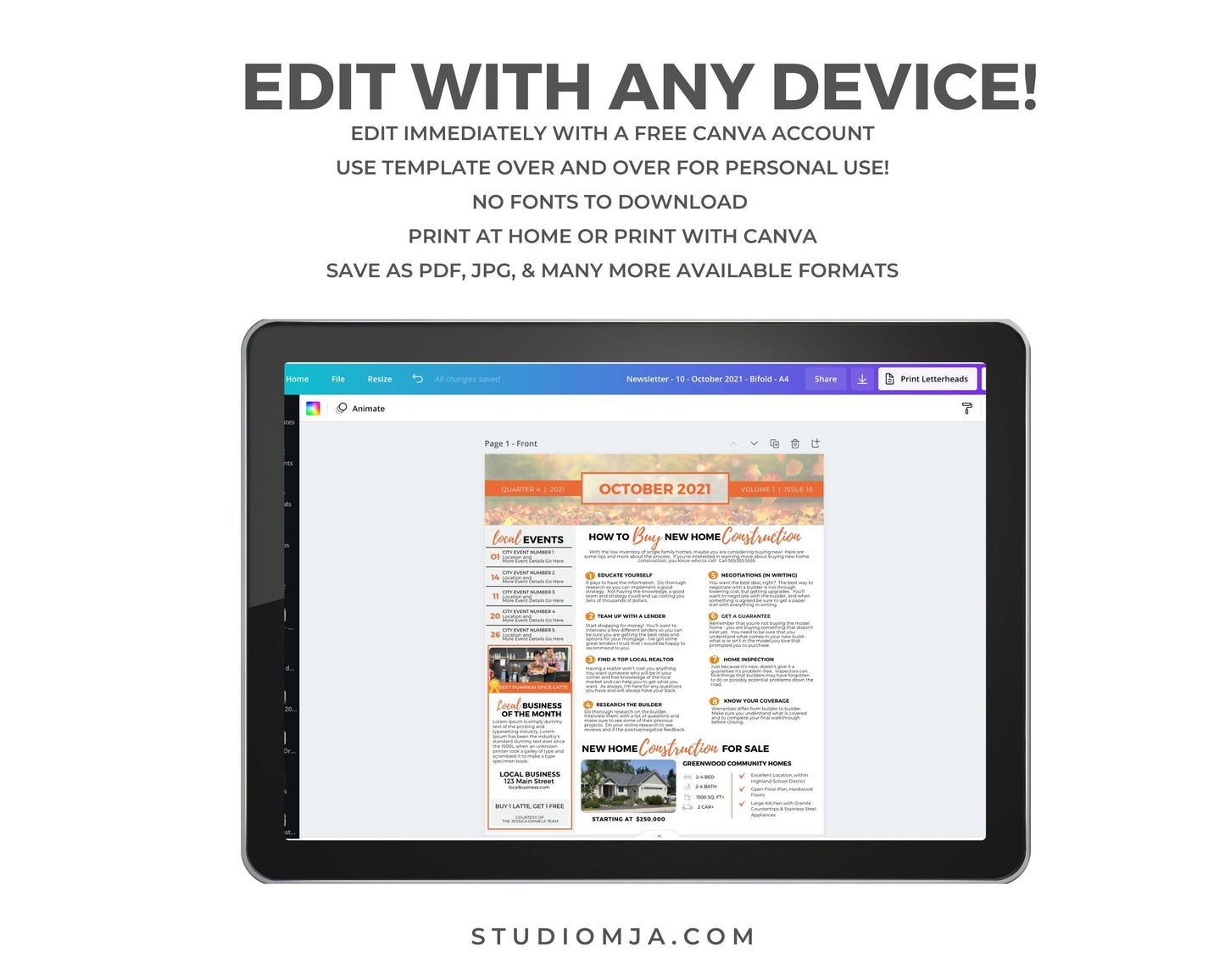 Realtor Newsletter Template - BiFold - 3rd & 4th Quarter Bundle