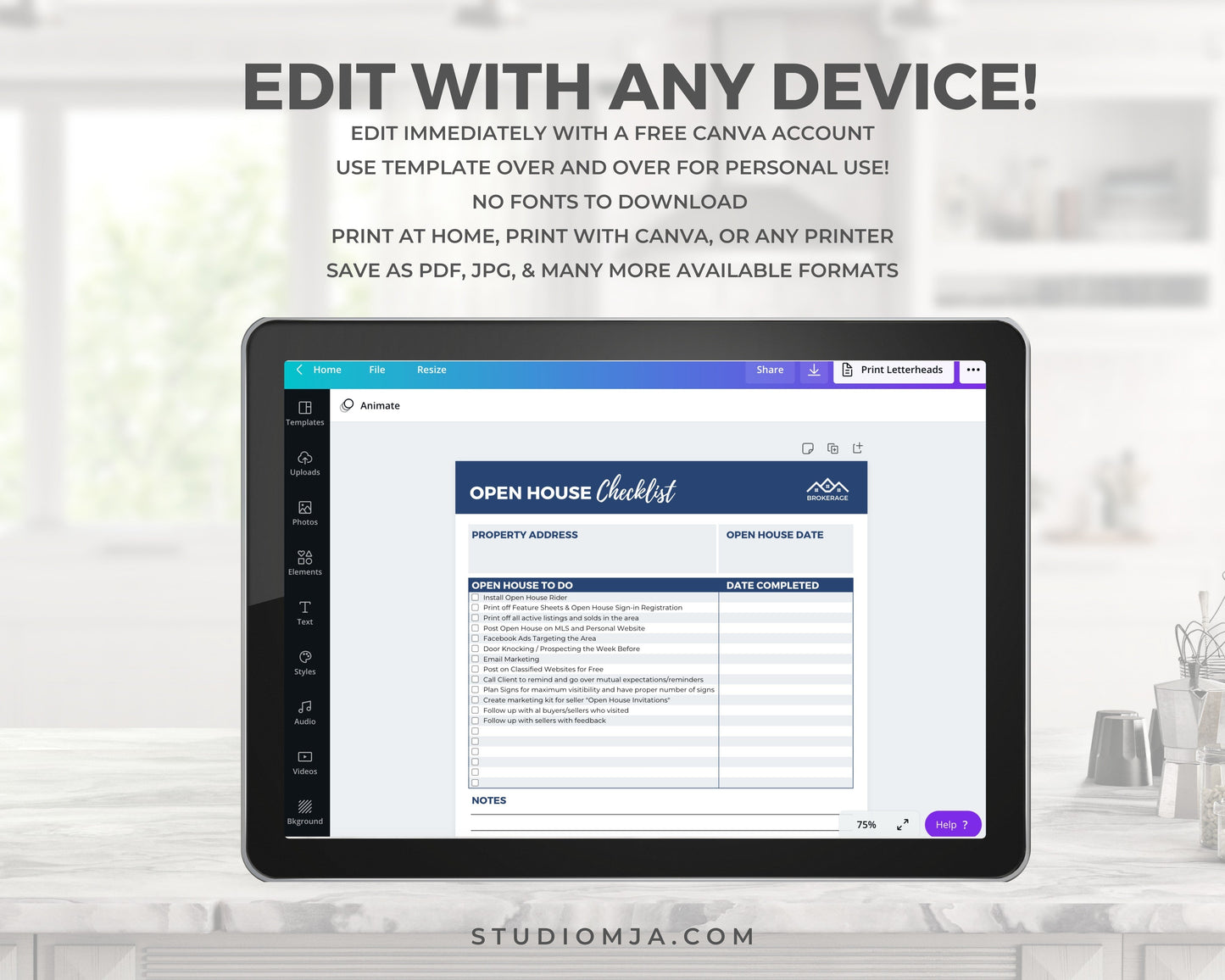 Open House Checklist Template