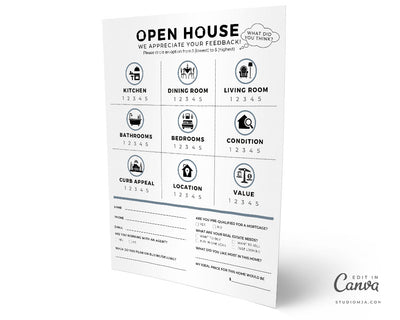 Open House Feedback Form II | Real Estate Form Template