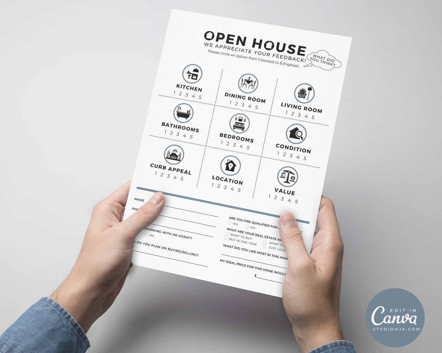 Open House Feedback Form II | Real Estate Form Template