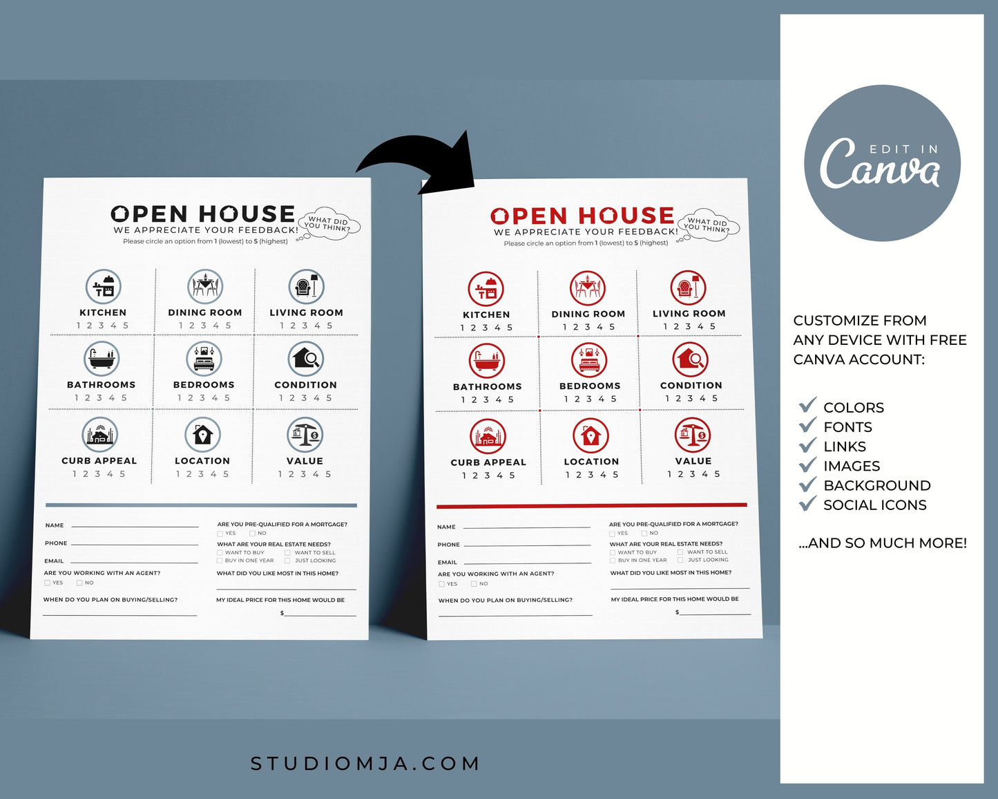 Open House Feedback Form II | Real Estate Form Template