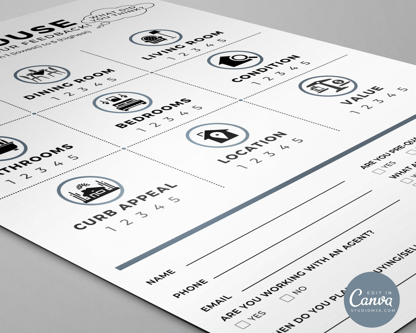 Open House Feedback Form II | Real Estate Form Template