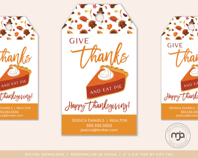 Give Thanks and Eat Pie - Thanksgiving Pop By Gift Tag
