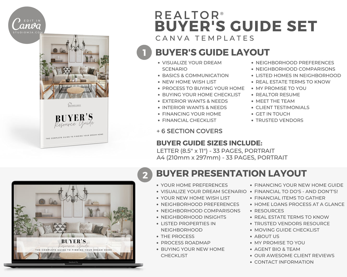 Real Estate Buyer Guide Presentation and Brochure Set Templates
