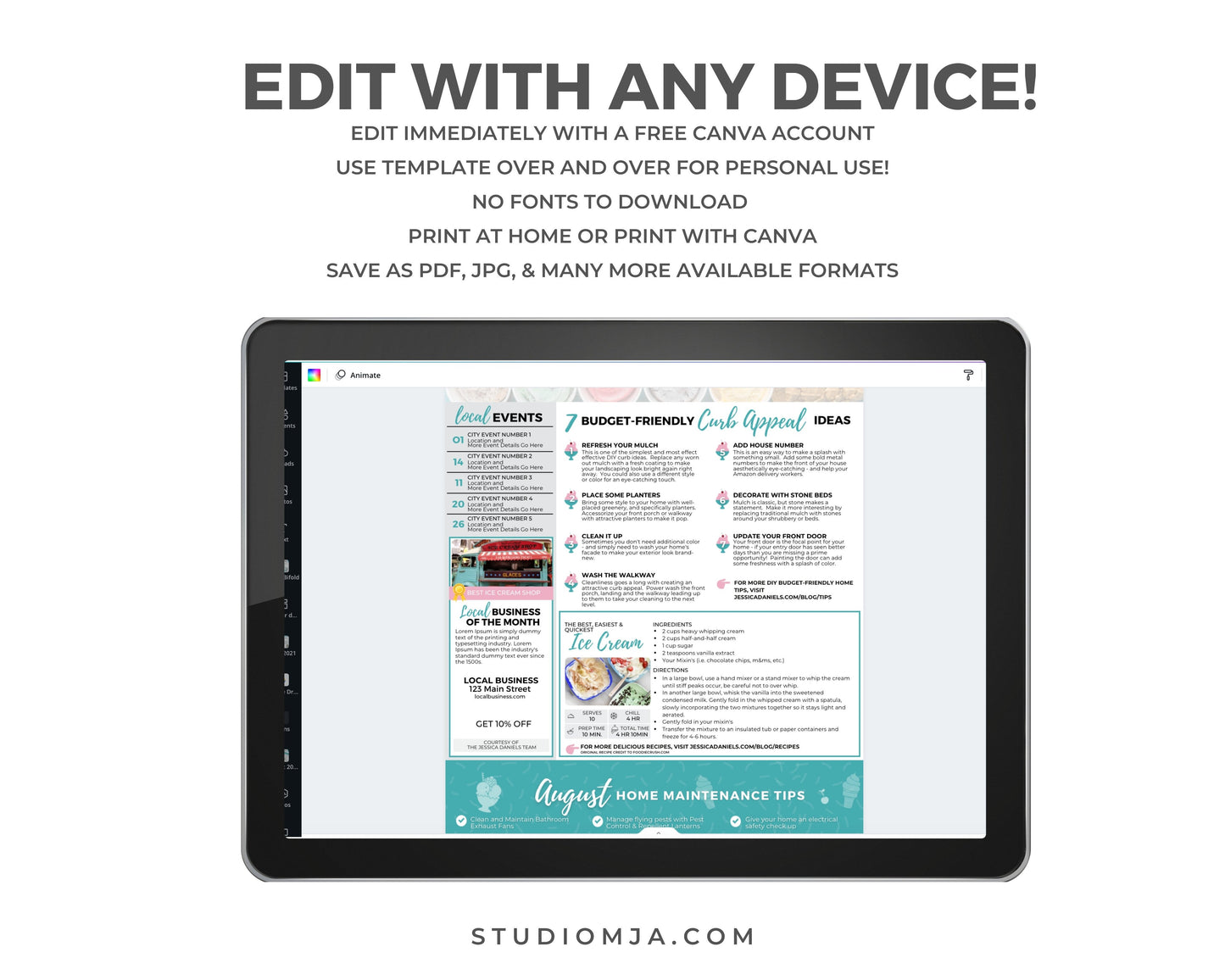 Realtor Newsletter Template - August - Bifold
