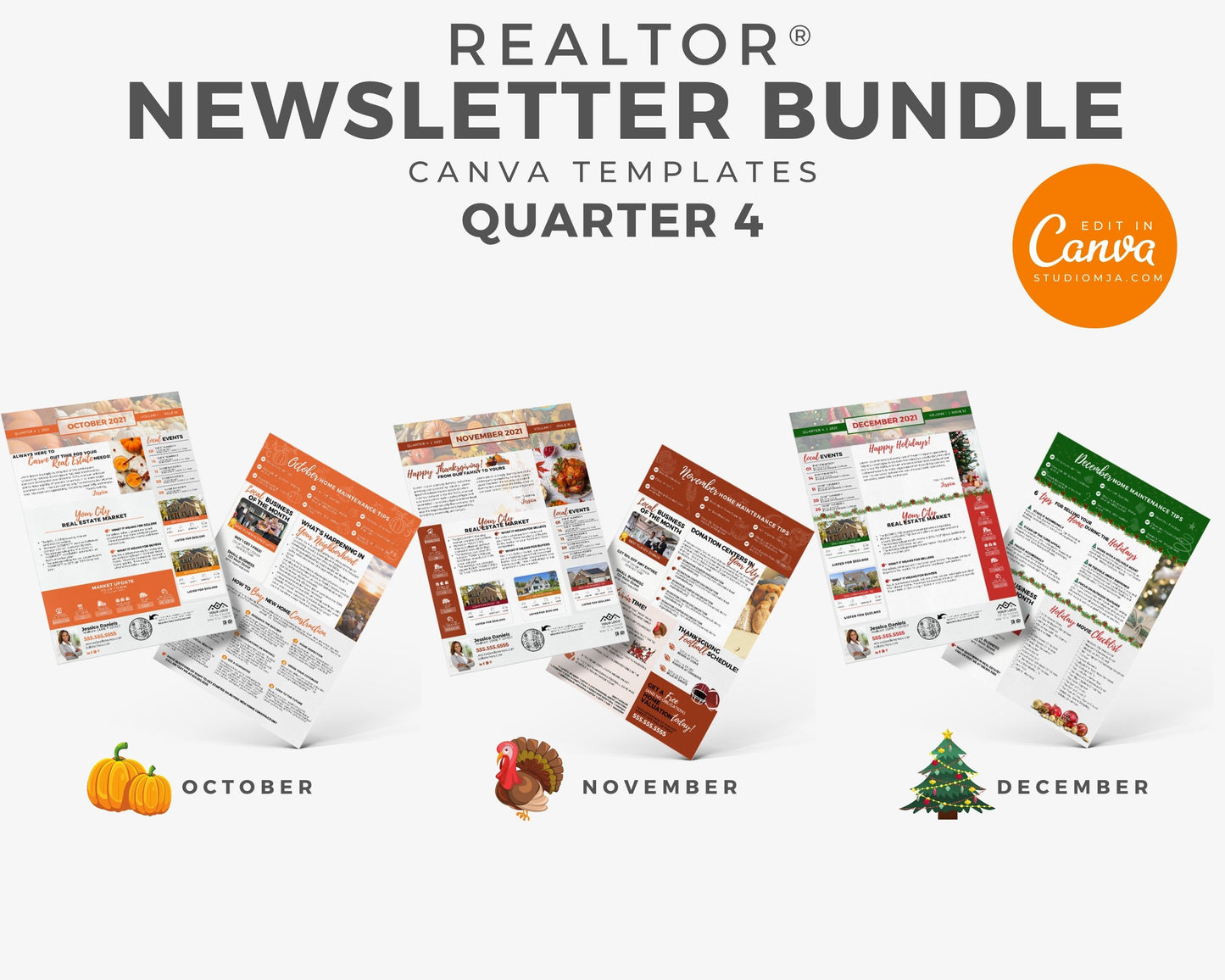 Realtor Newsletter Template - Year Bundle (Monthly)