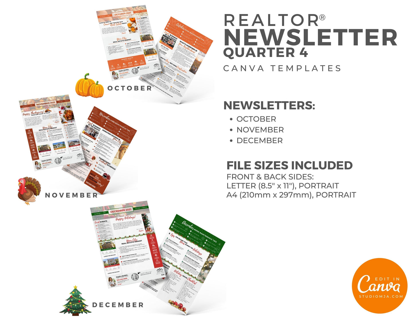 Realtor Newsletter Template - 4th Quarter Bundle