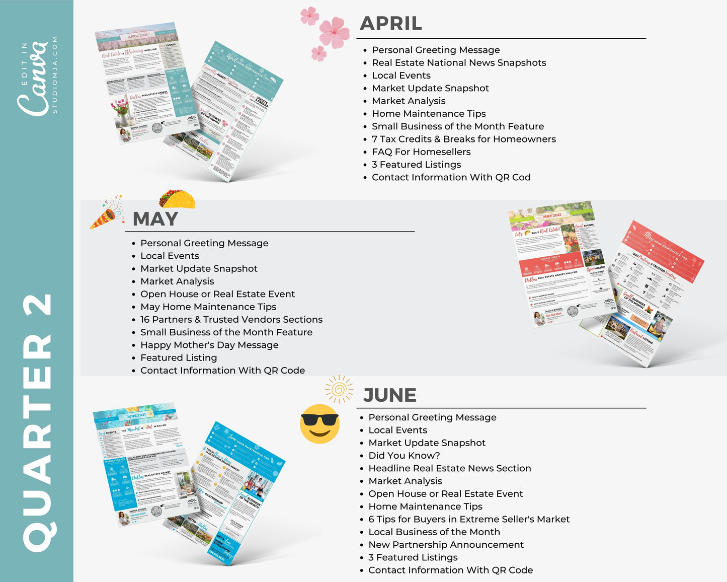 Realtor Newsletter Template - 1st & 2nd Quarter Bundle