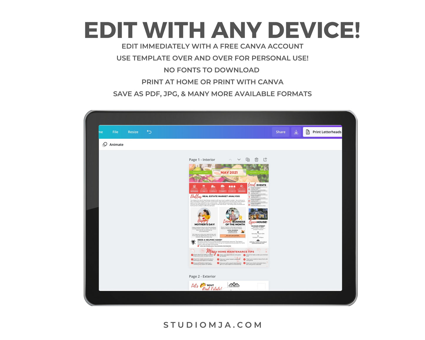 Realtor Newsletter Template - May - Bifold