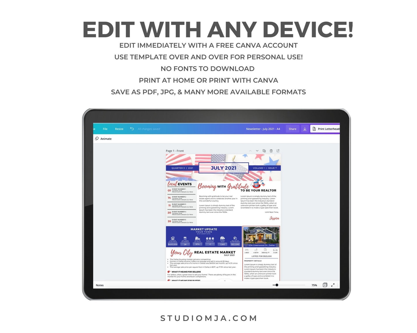 Realtor Newsletter Template - July