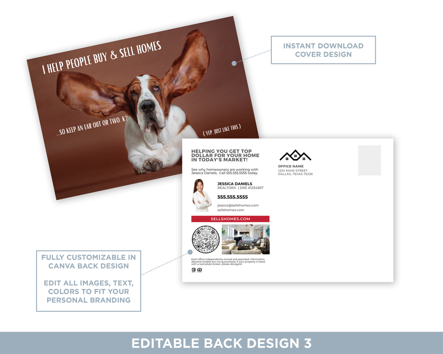 I Help People Buy and Sell Homes - Keep an Ear Out | Funny Real Estate Referral Postcard Download