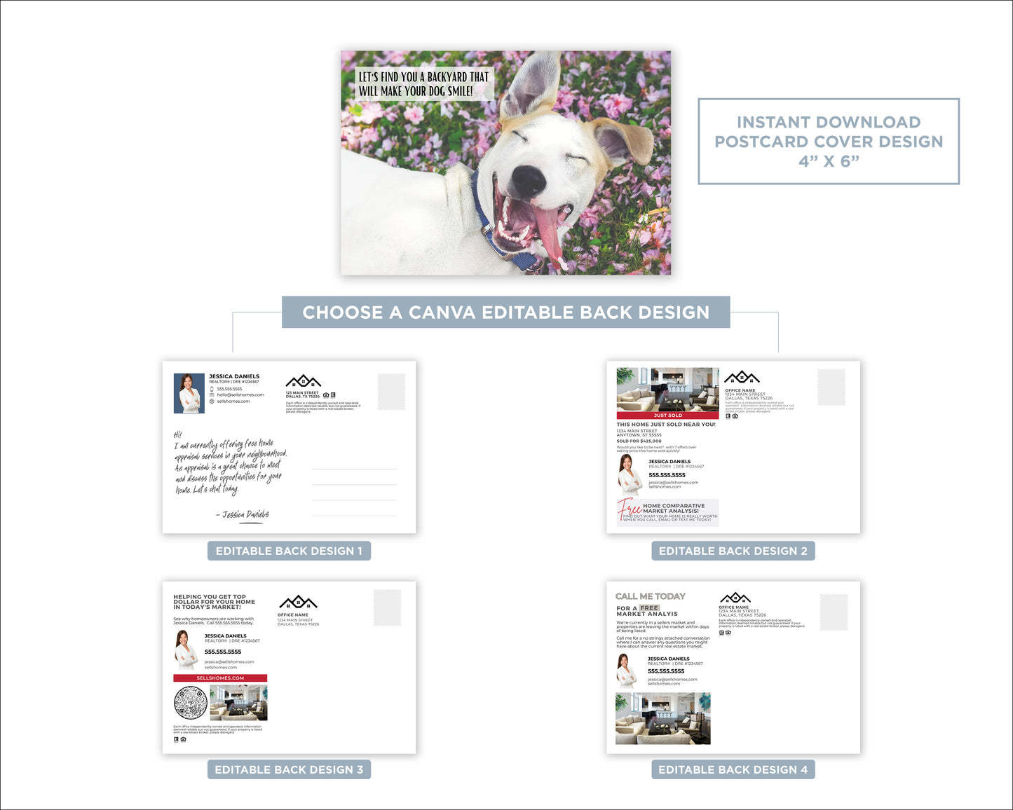 Let's Find You A Backyard Your Dog Will Smile About| Funny Real Estate Postcard Download
