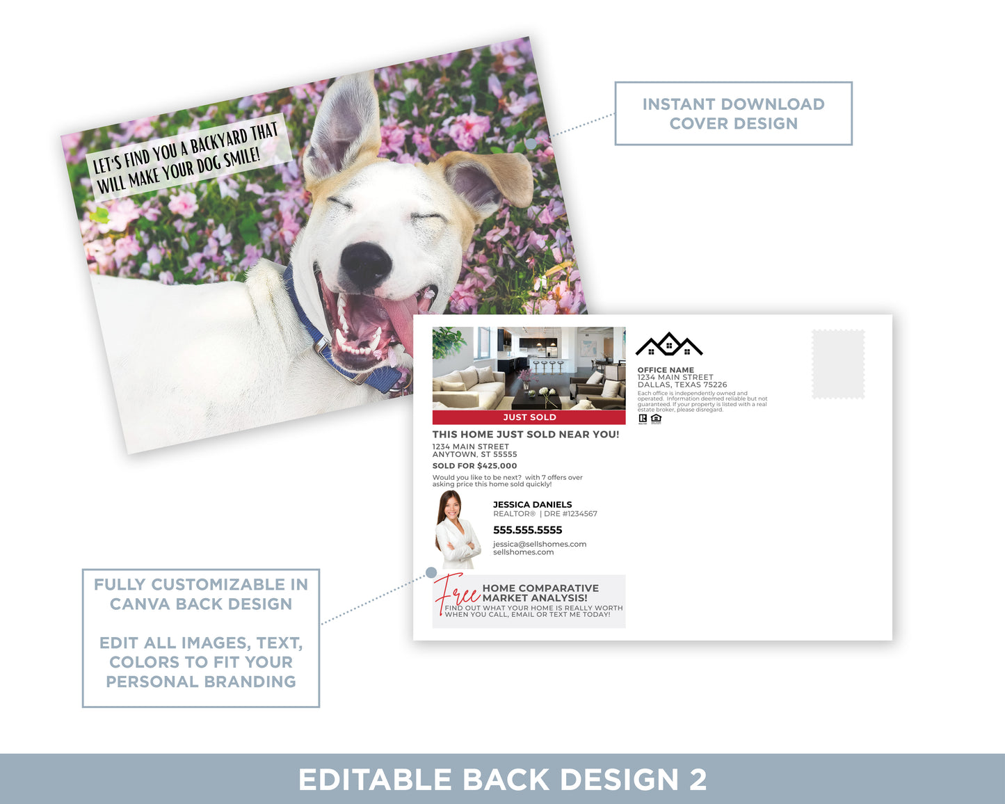 Let's Find You A Backyard Your Dog Will Smile About| Funny Real Estate Postcard Download