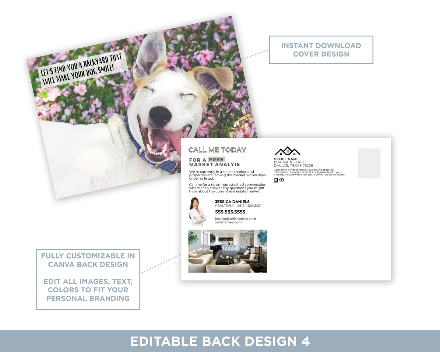 Let's Find You A Backyard Your Dog Will Smile About| Funny Real Estate Postcard Download