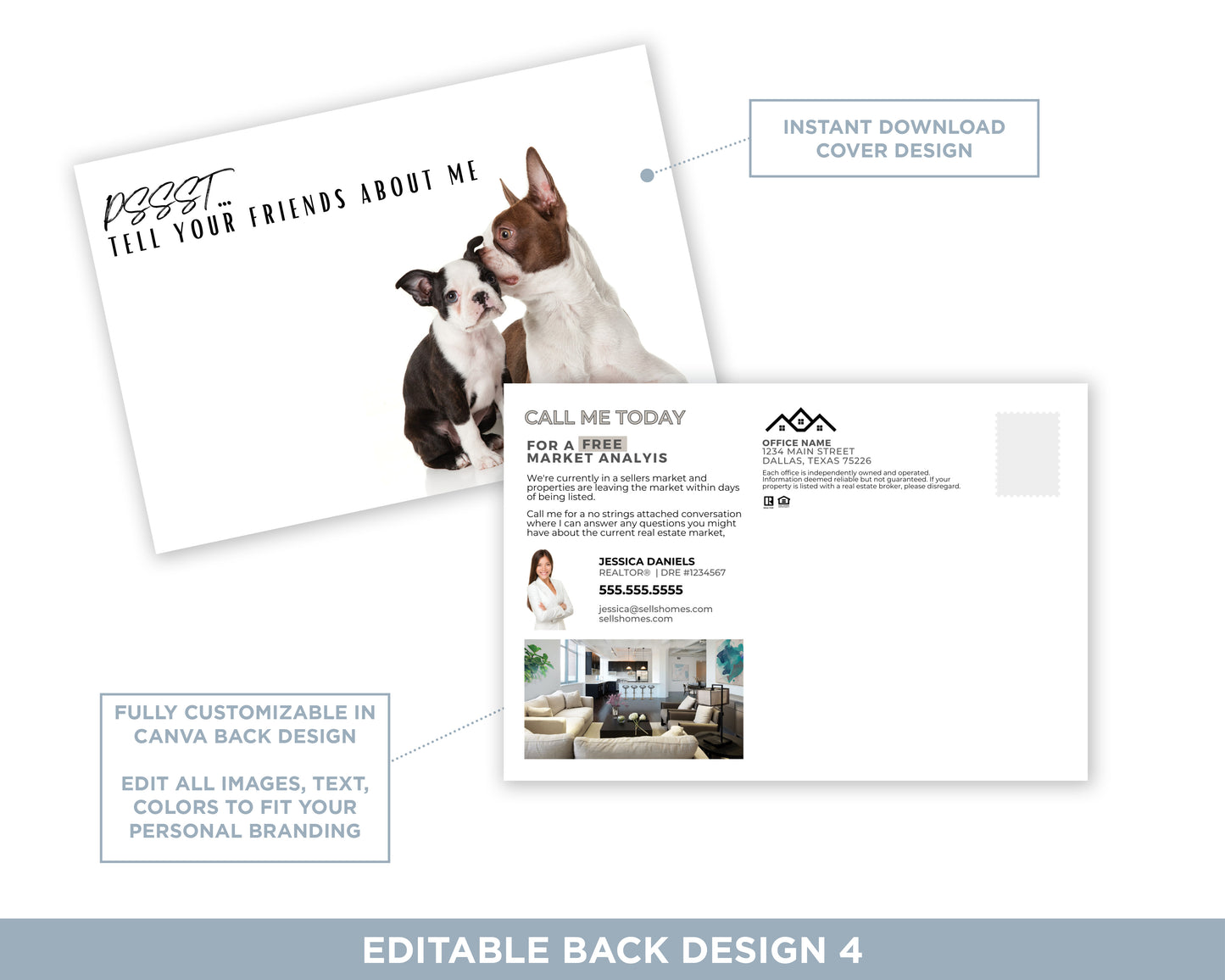 Pssst Tell Your Friends About Me | Funny Real Estate Referral Postcard Download